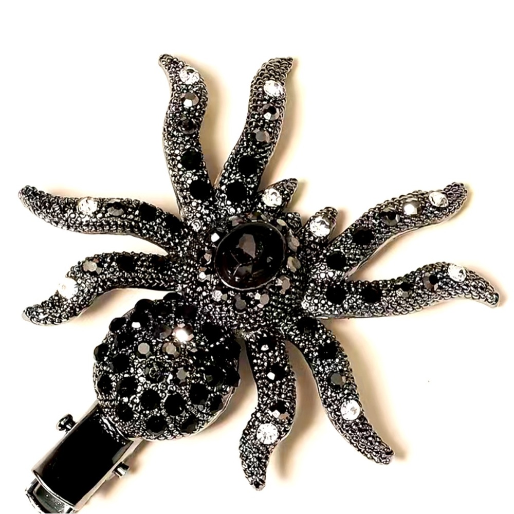 Spider 🕷️ Black Rhinestone Hair Clip/Barrette- Great for Halloween or Festival
